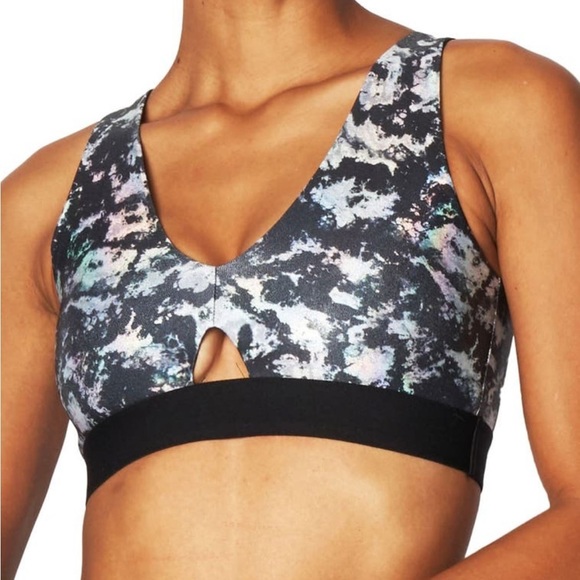 Heroine Sport Black Silver Metallic Reversible Sports Bra - Picture 1 of 9